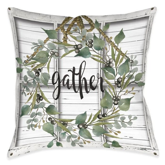 Farmhouse Wreath Outdoor Decorative Pillow