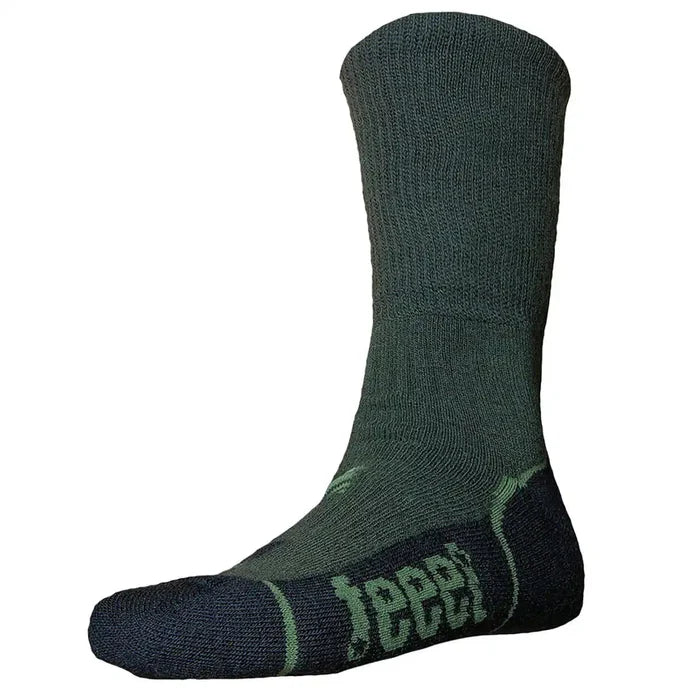 Unisex Feeet Merino Hiker Sock in olive green, designed for durability and moisture-wicking comfort during long hikes and outdoor wear.  from  John Bull Clothing