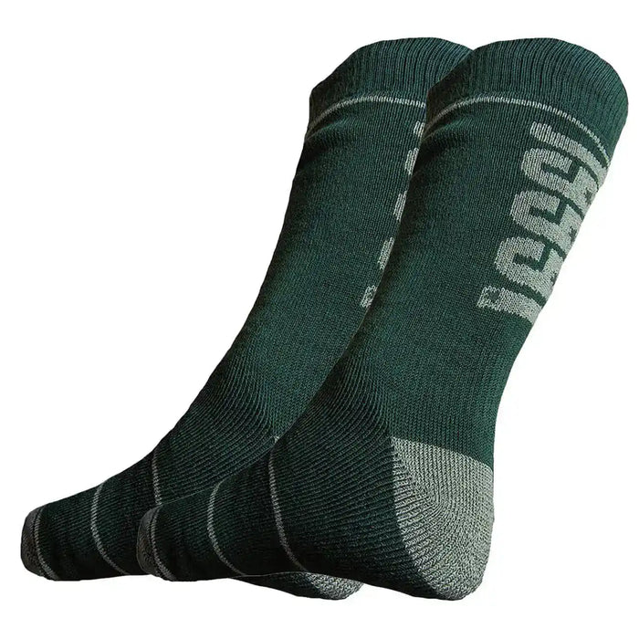 Feeet Rambler Cotton Rich Socks 2 Pack in dark green with grey heel and toe, ideal for casual walking and everyday comfort.  from  John Bull Clothing