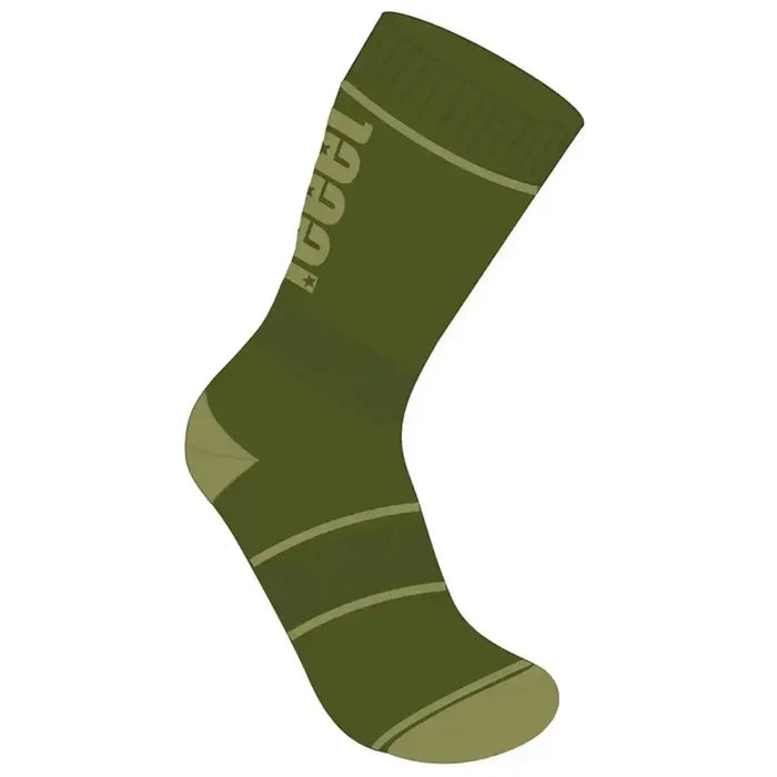 Illustration of Feeet Rambler Cotton Rich Sock in olive green, showcasing design and structure for apparel and accessories category.  from  John Bull Clothing