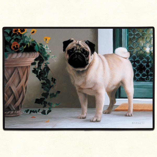 FIDDLER'S ELBOW PUG ON PORCH DOORMAT