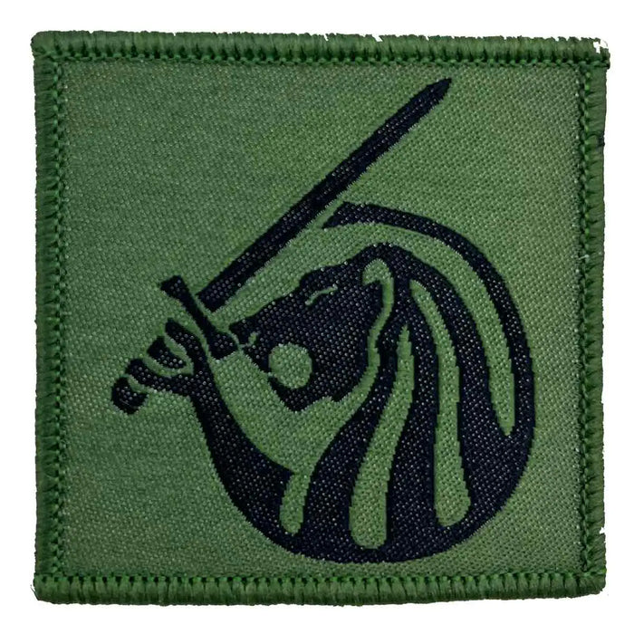 Single Field Army TRF Iron On Sewn on Patch in green cotton with black lion and sword insignia, ideal for British military uniform customization. 1 Flash from  John Bull Clothing