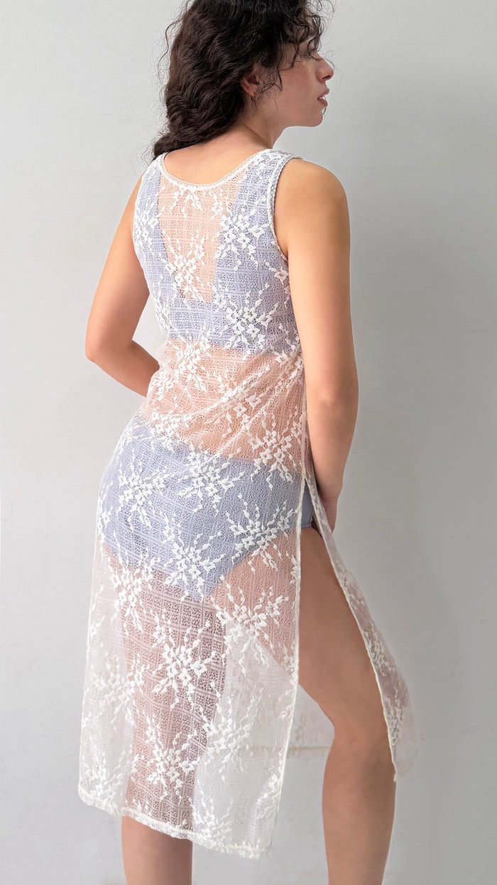 Floral Check Long Camisole | White