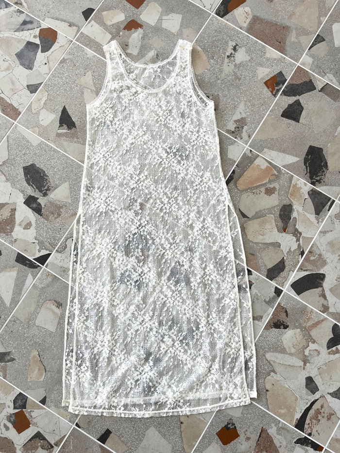 Floral Check Long Camisole | White