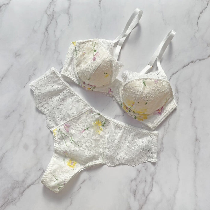 Flower Garden Underwire Bra | White
