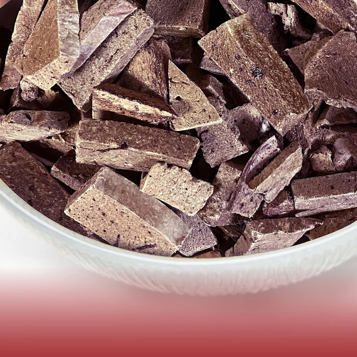 Freeze-dried Beef Liver close up.