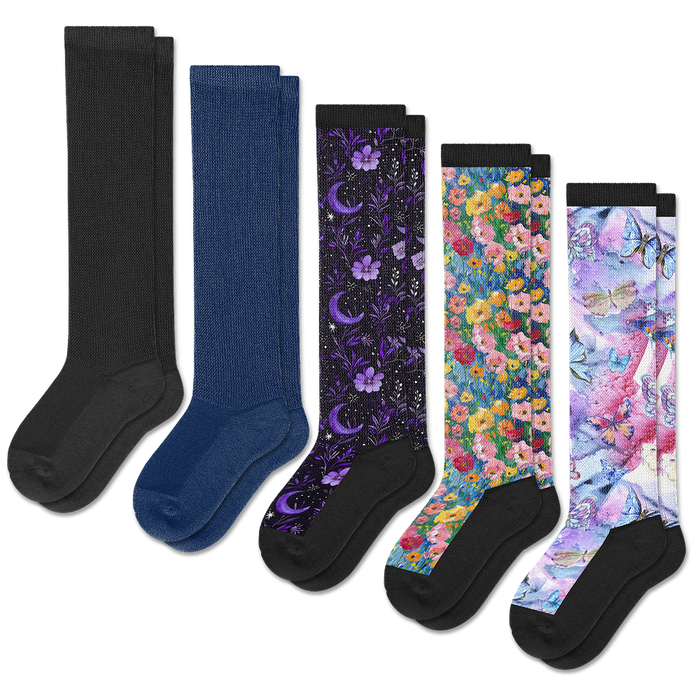 Viasox Garden Glow Comfort EasyStretch™ Socks Bundle 5-Pack front view
