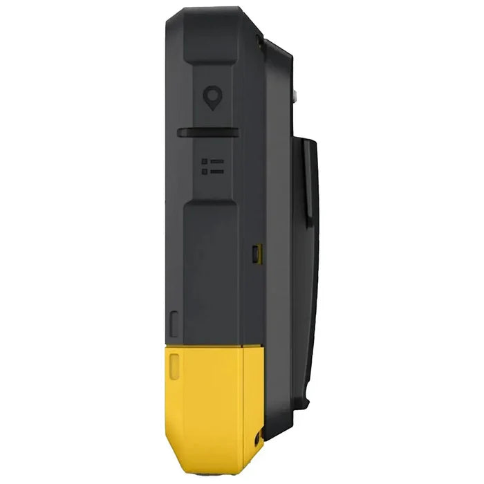 Side view of the Garmin eTrex SE Handheld GPS Device, showcasing its rugged black and yellow casing with functional side buttons.  from  John Bull Clothing