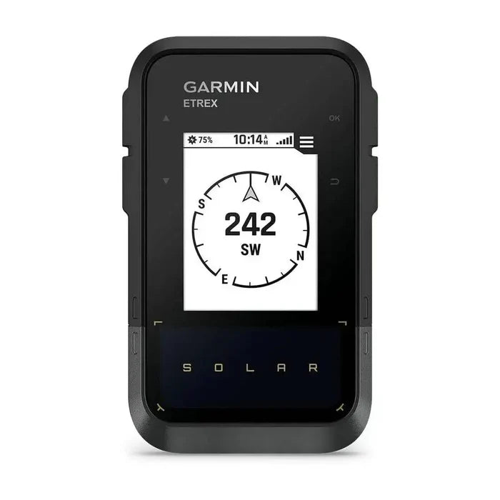 Garmin eTrex Solar Powered Hiking GPS Handheld featuring a digital compass for accurate navigation on trails and outdoor expeditions.  from  John Bull Clothing