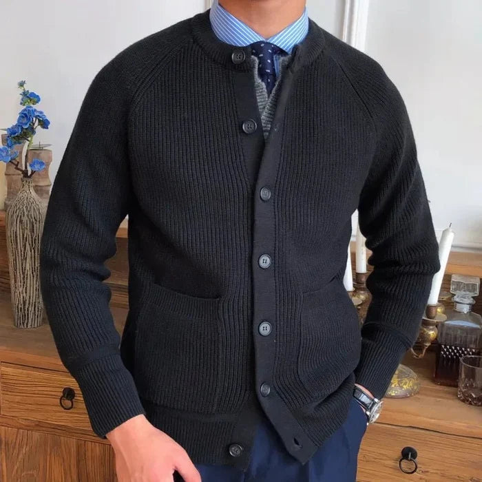Gentleman winter cardigan - AntoniosClothing - Black