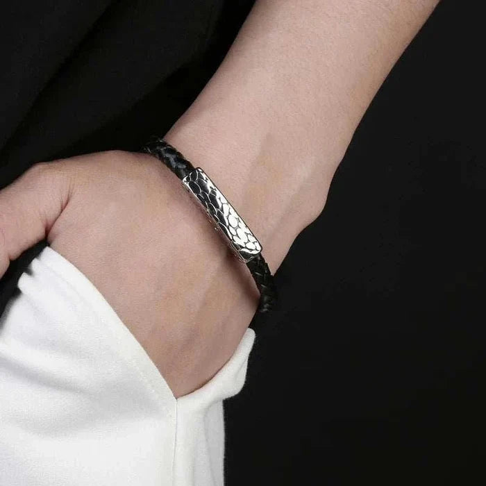 Genuine leather braided bracelet - AntoniosClothing - Green
