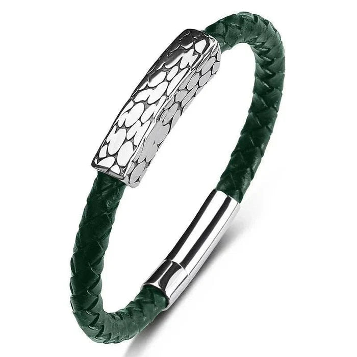 Genuine leather braided bracelet - AntoniosClothing - Green