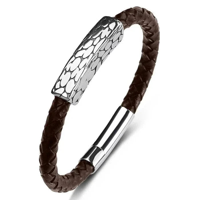 Genuine leather braided bracelet - AntoniosClothing - Brown