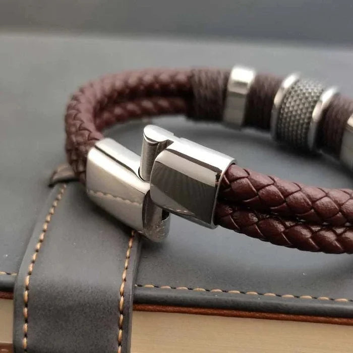 Genuine leather double bracelet - AntoniosClothing - Brown