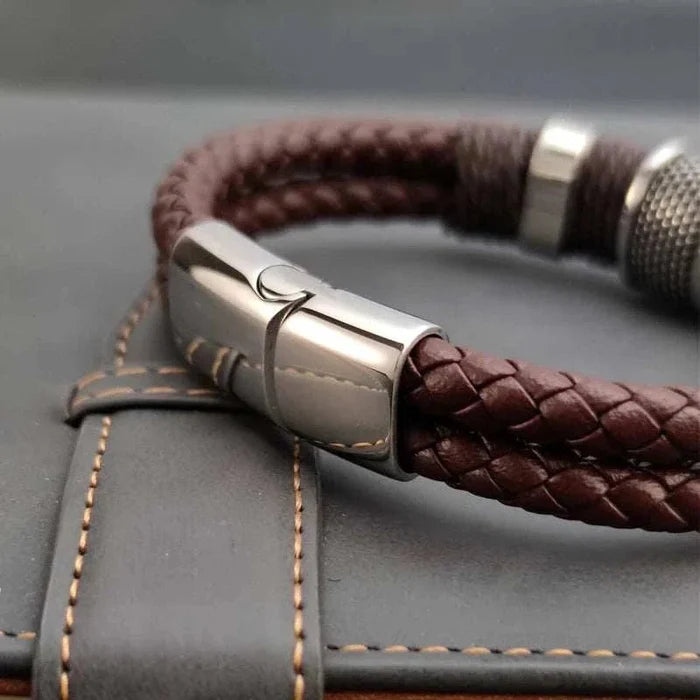 Genuine leather double bracelet - AntoniosClothing - Brown