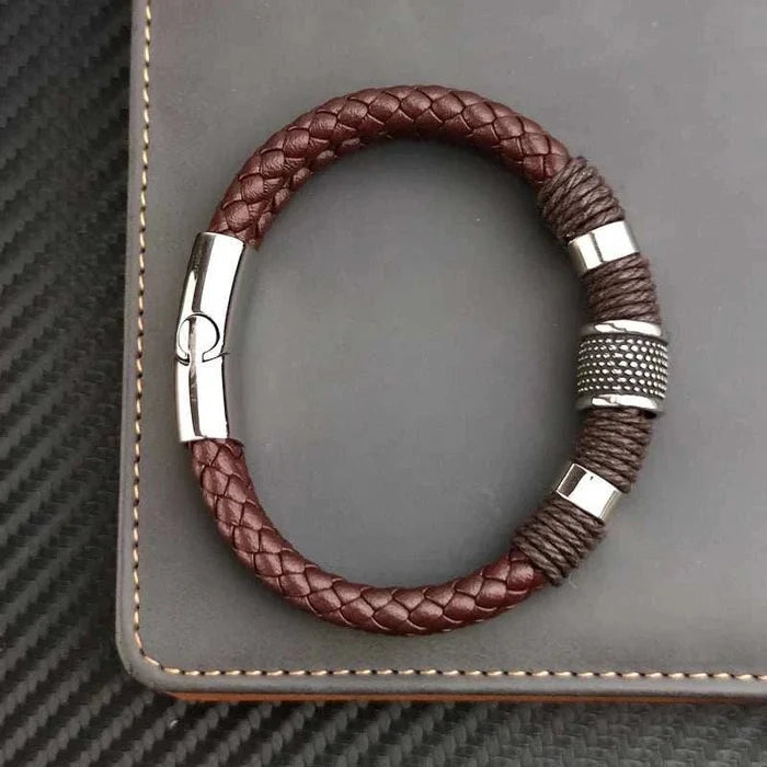 Genuine leather double bracelet - AntoniosClothing - Brown