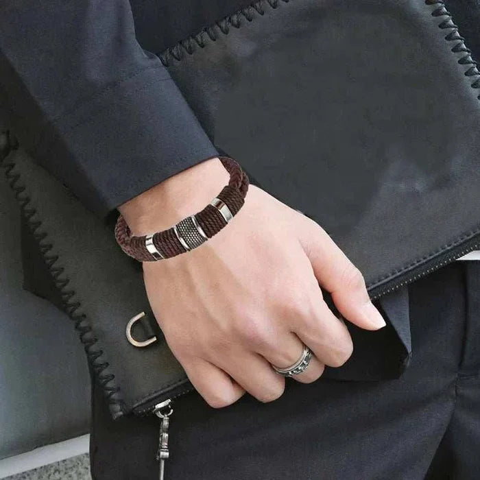 Genuine leather double bracelet - AntoniosClothing - Brown
