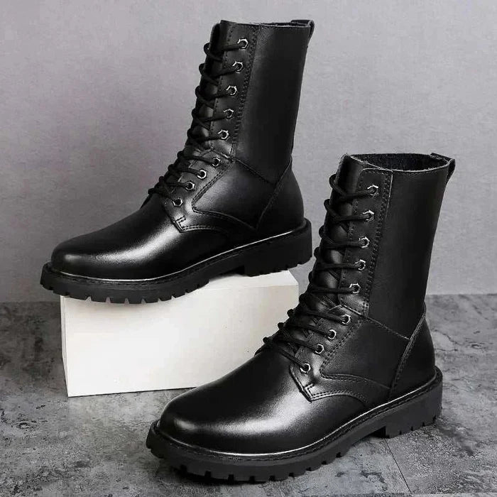 Genuine leather motorcycle boots - AntoniosClothing - Black