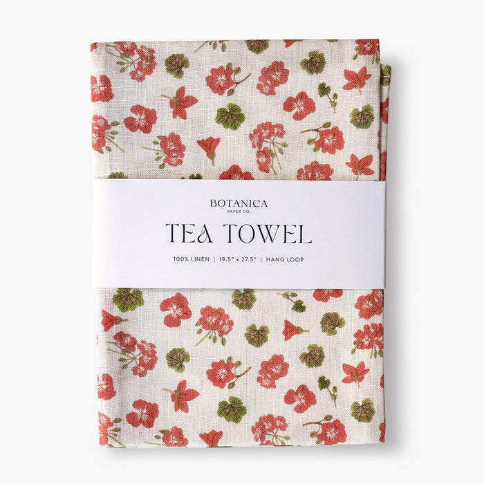 Geranium Linen Tea Towel - Botanica Paper Co.