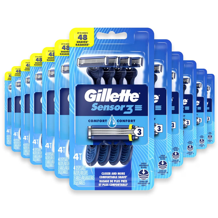 Gillette Sensor3 Smooth Shave Disposable Razors - 4 Ct - 12 Pack