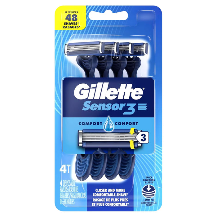 Gillette Sensor3 Smooth Shave Disposable Razors - 4 Ct - 12 Pack