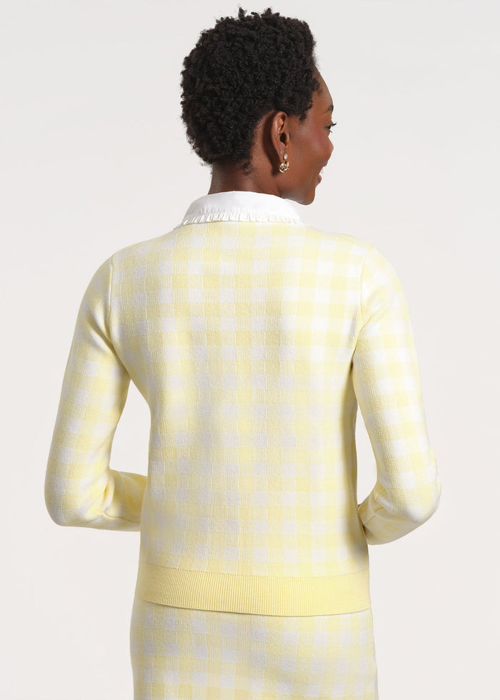 Gingham Patterned Button-Up Cardigan