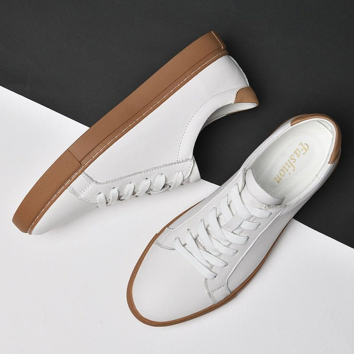 Golf Genuine Leather Shoes - AntoniosClothing - White Yellow