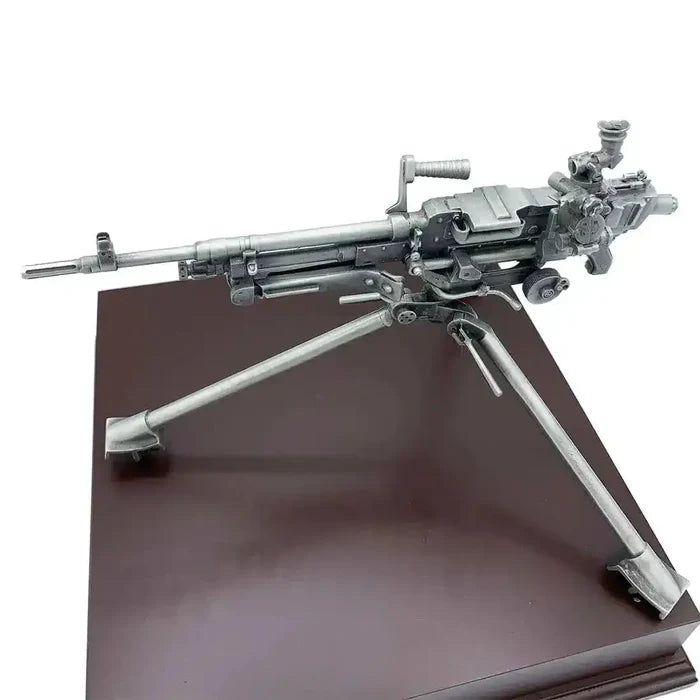 Angled top view of GPMG Sustained Fire Pewter Statue, emphasizing realistic design and premium finish for collectors and enthusiasts.  from  John Bull Clothing