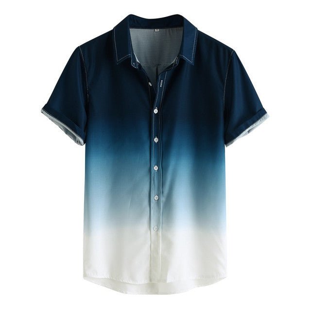 Gradient Cotton Loose Shirt - AntoniosClothing - Navy