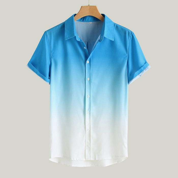 Gradient Cotton Loose Shirt - AntoniosClothing - Blue