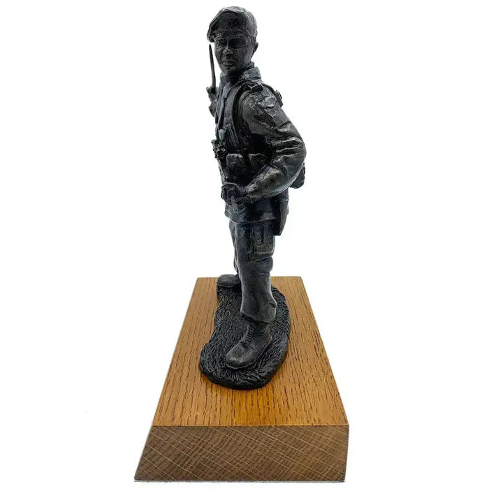 Side view of Gurkha with Kukri bronze resin statue showing uniform details and weaponry, perfect for army-themed home or office display.  from  John Bull Clothing