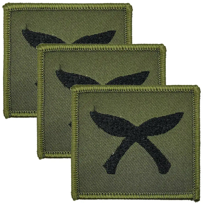 Set of three Gurkha Cross Khukri TRF patches in green with black crossed khukris, iron or sew-on for military uniforms by John Bulls. 3 Pack from  John Bull Clothing