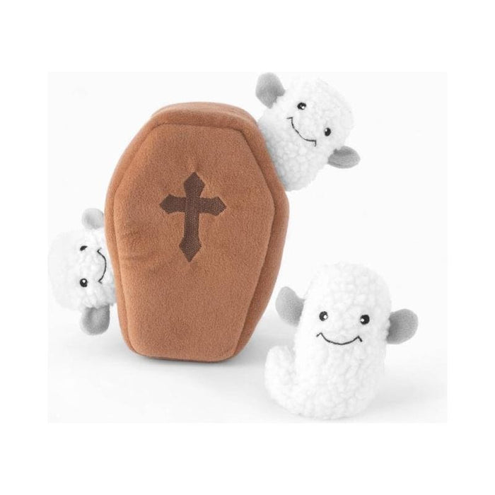 Halloween Burrow Coffin with Ghosts Interactive Dog Toy Set - 4 Pc