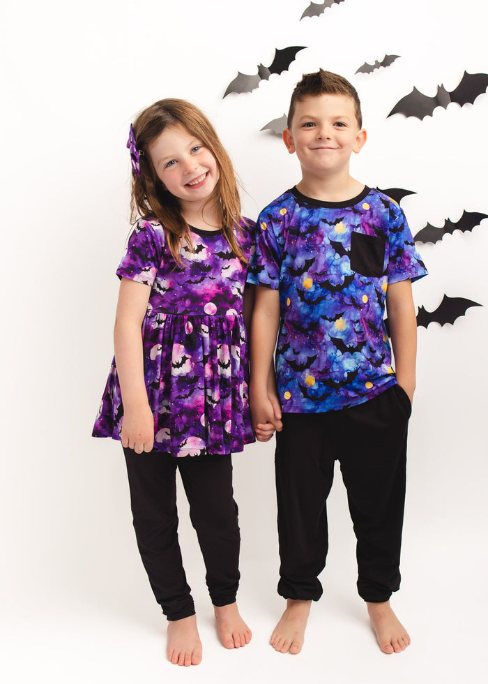 Halloween | Midnight Bats | Bamboo Pocket Tee & Joggers Set