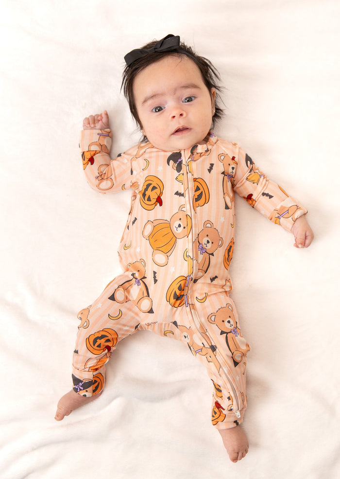 Halloween Teddy Baby Bamboo Zipper Romper