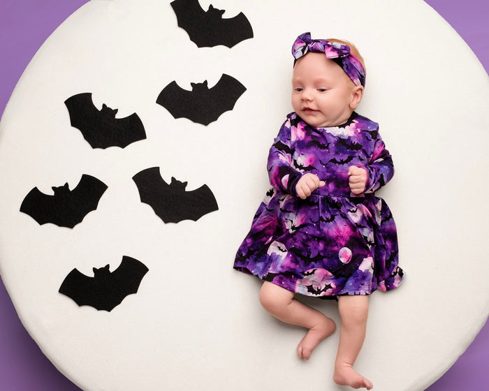 Halloween | Twilight Bats | Bamboo Baby Bodysuit Dress