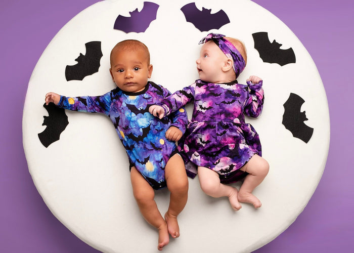 Halloween | Twilight Bats | Bamboo Baby Bodysuit Dress