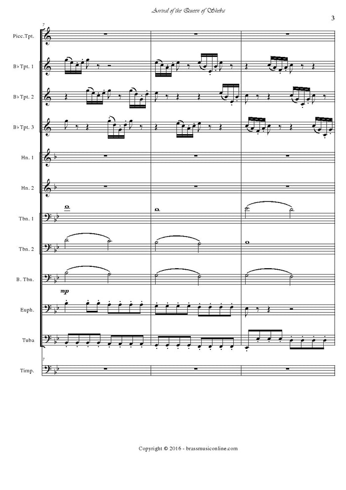 Handel - Arrival of The Queen of Sheba - Brass Ensemble