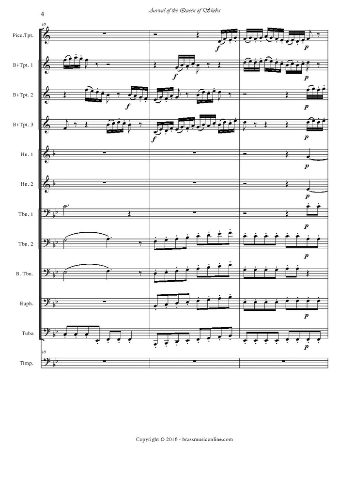Handel - Arrival of The Queen of Sheba - Brass Ensemble