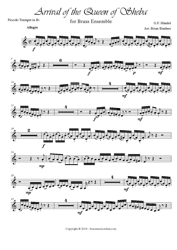 Handel - Arrival of The Queen of Sheba - Brass Ensemble