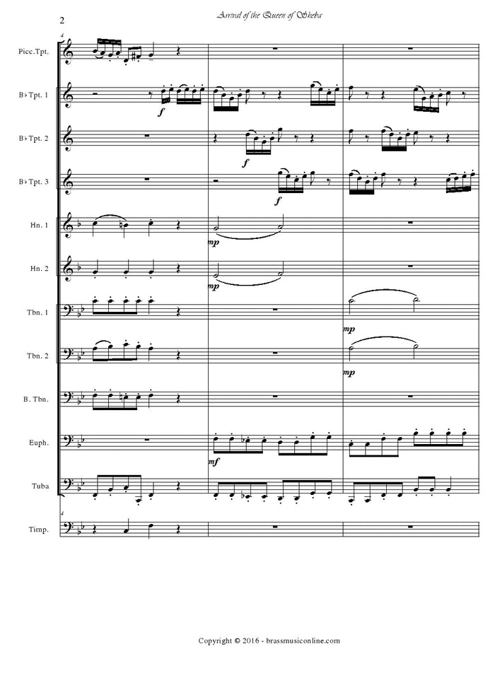Handel - Arrival of The Queen of Sheba - Brass Ensemble