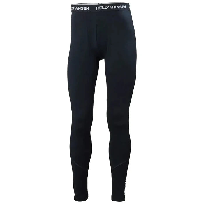 Helly Hansen men's black midweight base layer trousers made of stretchy, moisture-wicking fabric with Helly Hansen branded waistband, ideal for outdoor activities - SKU: JB1631-NY-S Navy from  John Bull Clothing