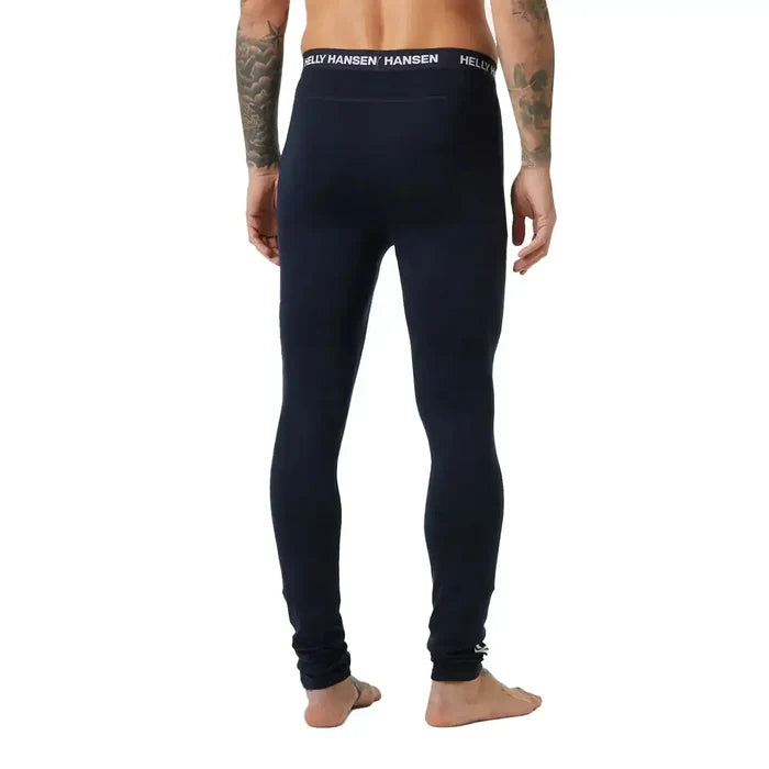 Back view of men's Helly Hansen base layer trousers in navy, fitted design with Helly Hansen branded waistband, suitable for outdoor wear - SKU: JB1631-NY-S  from  John Bull Clothing