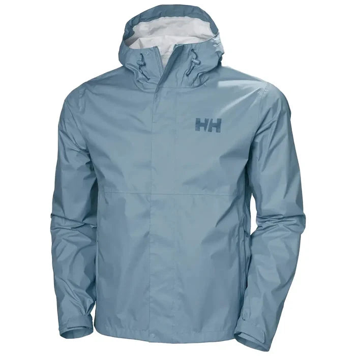 Light blue Helly Hansen Mens Loke 2.0 Waterproof Jacket with adjustable hood, designed for all-weather outdoor adventures. Washed Navy from  John Bull Clothing