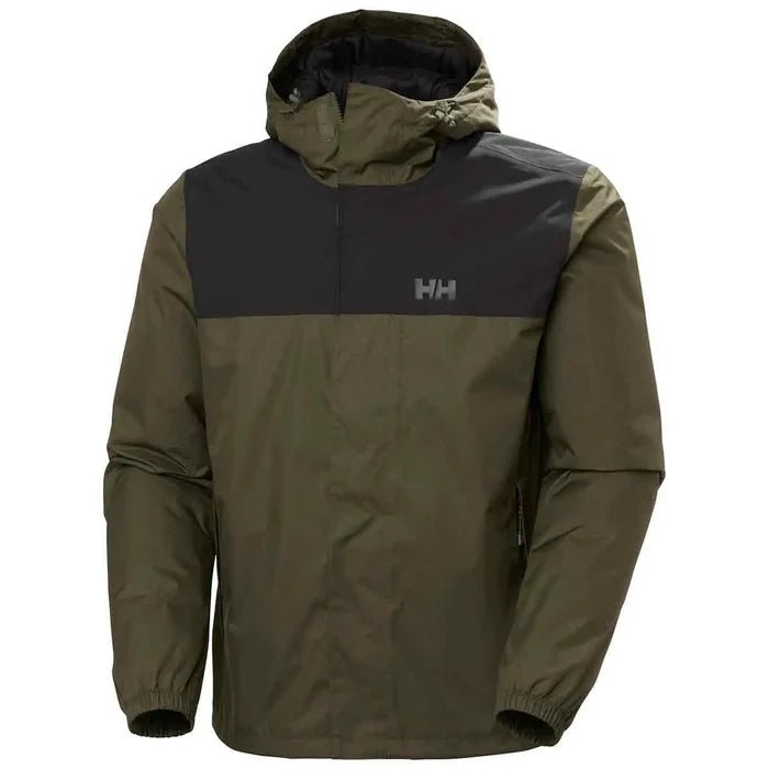 Helly Hansen Men's Vancouver Fleece Lined Jacket in olive green with black panel, designed for warmth and lightweight functionality. Utility Green from  John Bull Clothing