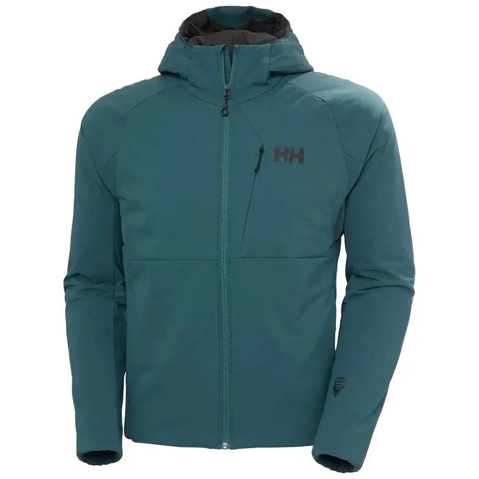 Helly Hansen Odin Stretch Hood Insulator 2.0 Jacket in deep teal, designed with stretch fabric, a hood, and Primaloft insulation for optimal mobility and warmth. Dark Creek from  John Bull Clothing