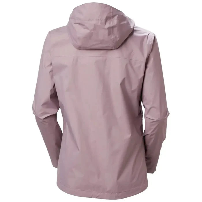 Back view of the Helly Hansen Womans Loke 2.0 Waterproof Jacket in light purple, showcasing hood and seam detailing.  from  John Bull Clothing