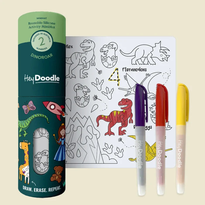Hey Doodle - Mini Reusable Coloring Mat - Dino Roar