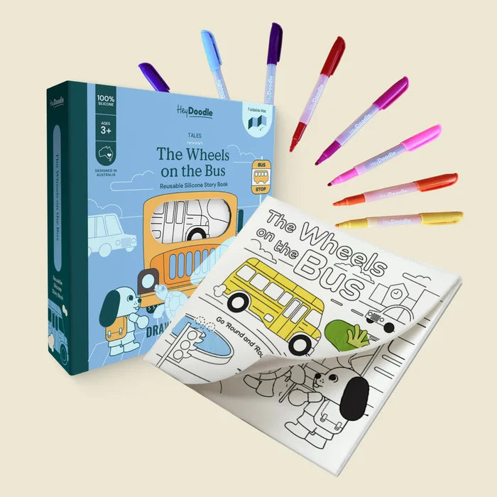 Hey Doodle - Reusable Coloring Book - The Wheels on the Bus