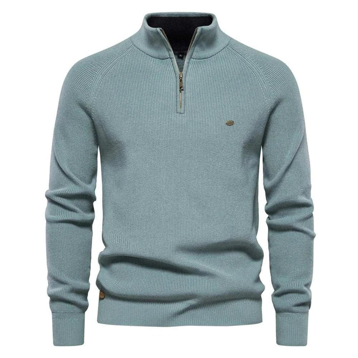 High-collar autumn/winter sweater - AntoniosClothing - LakeBlue